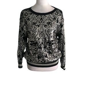 Vintage Bonnie and Bill Small Black & Silver Metallic Foil Pullover Sweater